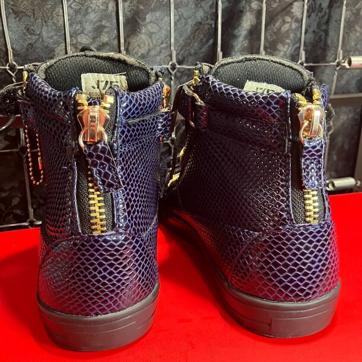 J75 BY JUMPZION High-Top Sneaker Navy & Gold Hardware Men's 7/Women's 9