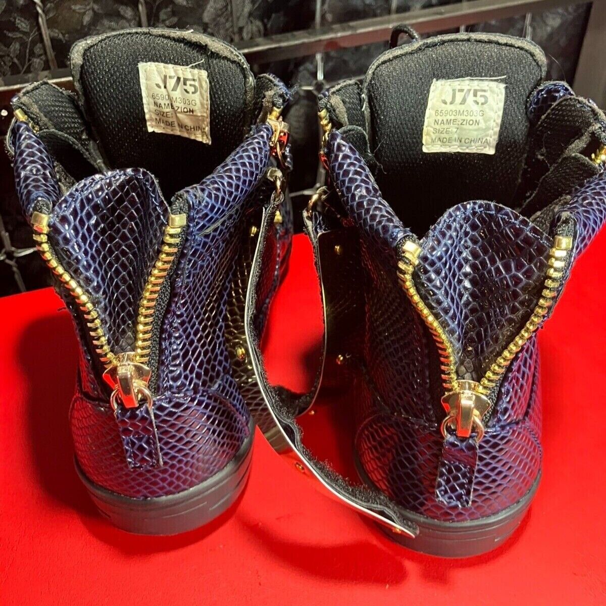 J75 BY JUMPZION High-Top Sneaker Navy & Gold Hardware Men's 7/Women's 9
