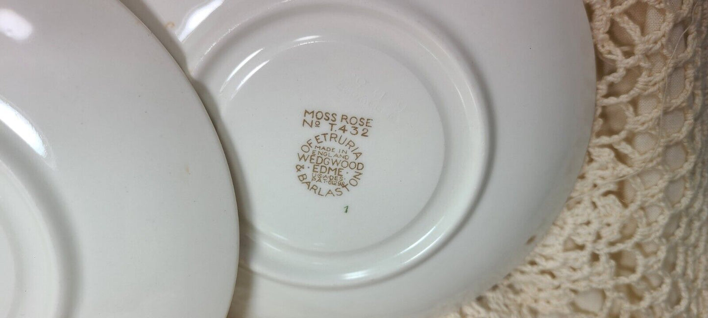 Moss Rose Wedgewood & Barlaston of Etruria Saucers Brown Back Stmp 11 in Lot