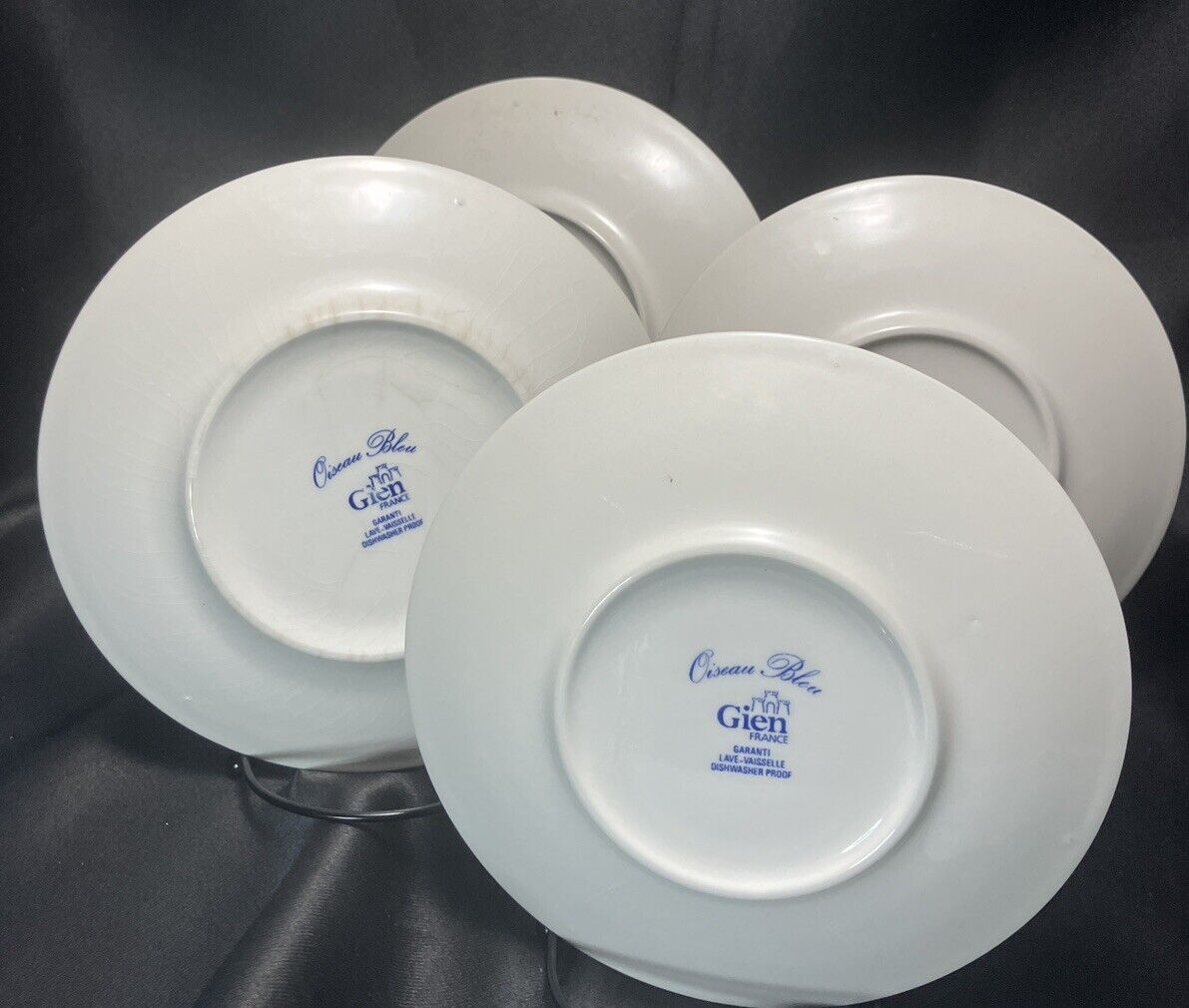 Gien Oiseau Bleu p Saucer Set Of 4 RaRe