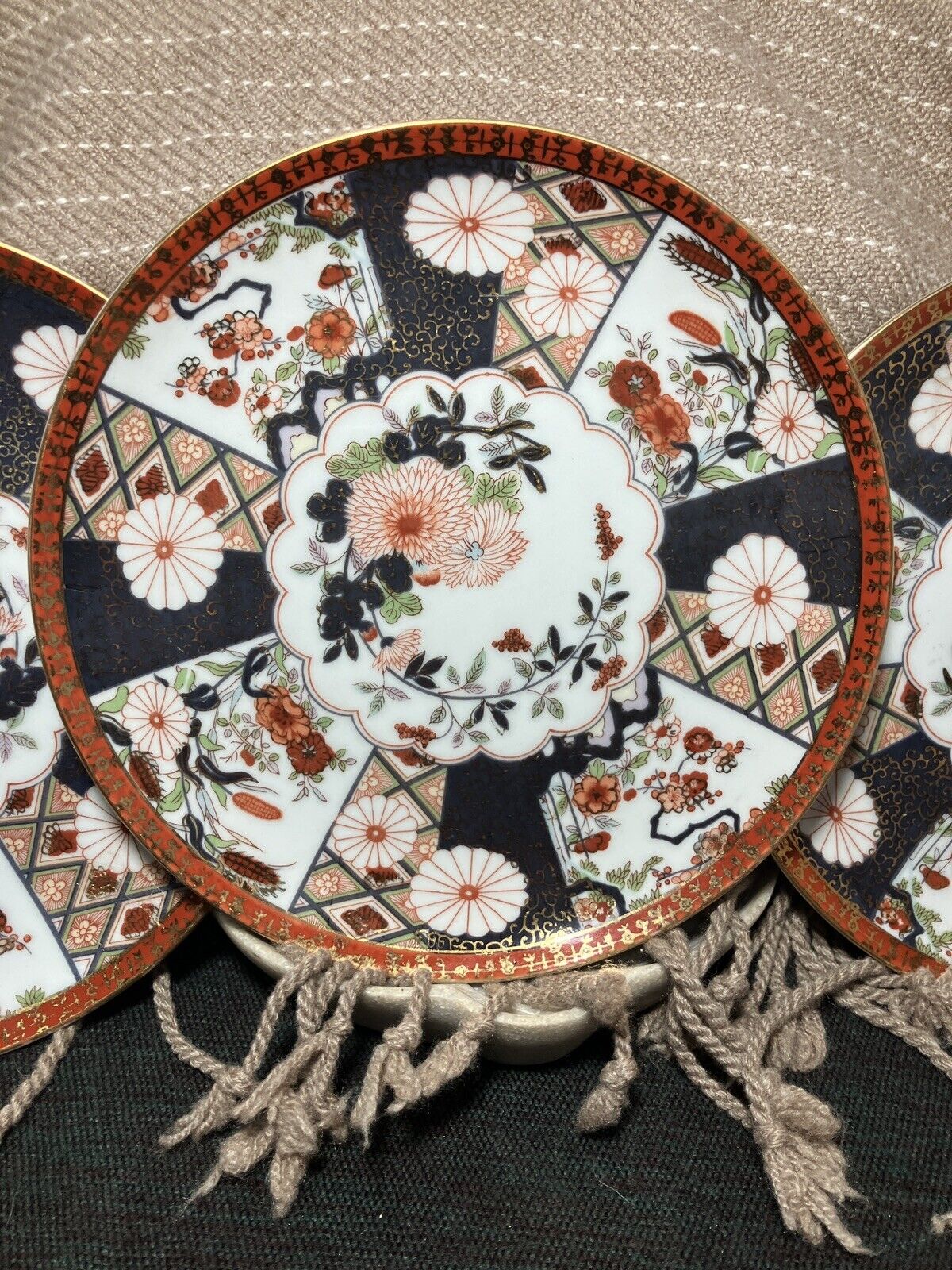 Saji Japan Fine China Collectible Floral Plates 7.5" Set Of 3