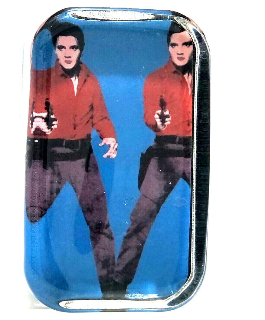 Rare Iconic Andy Warhol Elvis Presley Western Pic With Gun LOOP Paperweight