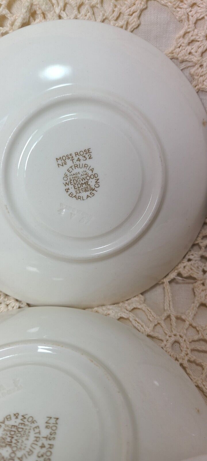 Moss Rose Wedgewood & Barlaston of Etruria Saucers Brown Back Stmp 11 in Lot