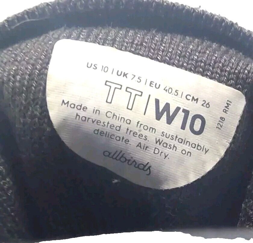 Allbirds Tree Toppers TT W10 Comfort Sneaker Shoes Charcoal Gray Women’s Size 10