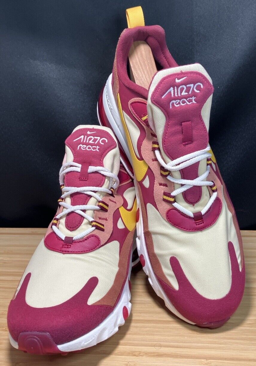 Nike Air Max 270 React Size Men's 11 Running Shoes Noble Red Gold (AO4971-601)