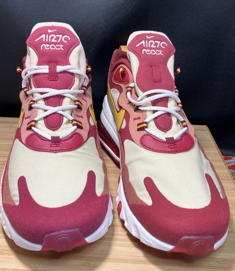 Nike Air Max 270 React Size Men's 11 Running Shoes Noble Red Gold (AO4971-601)