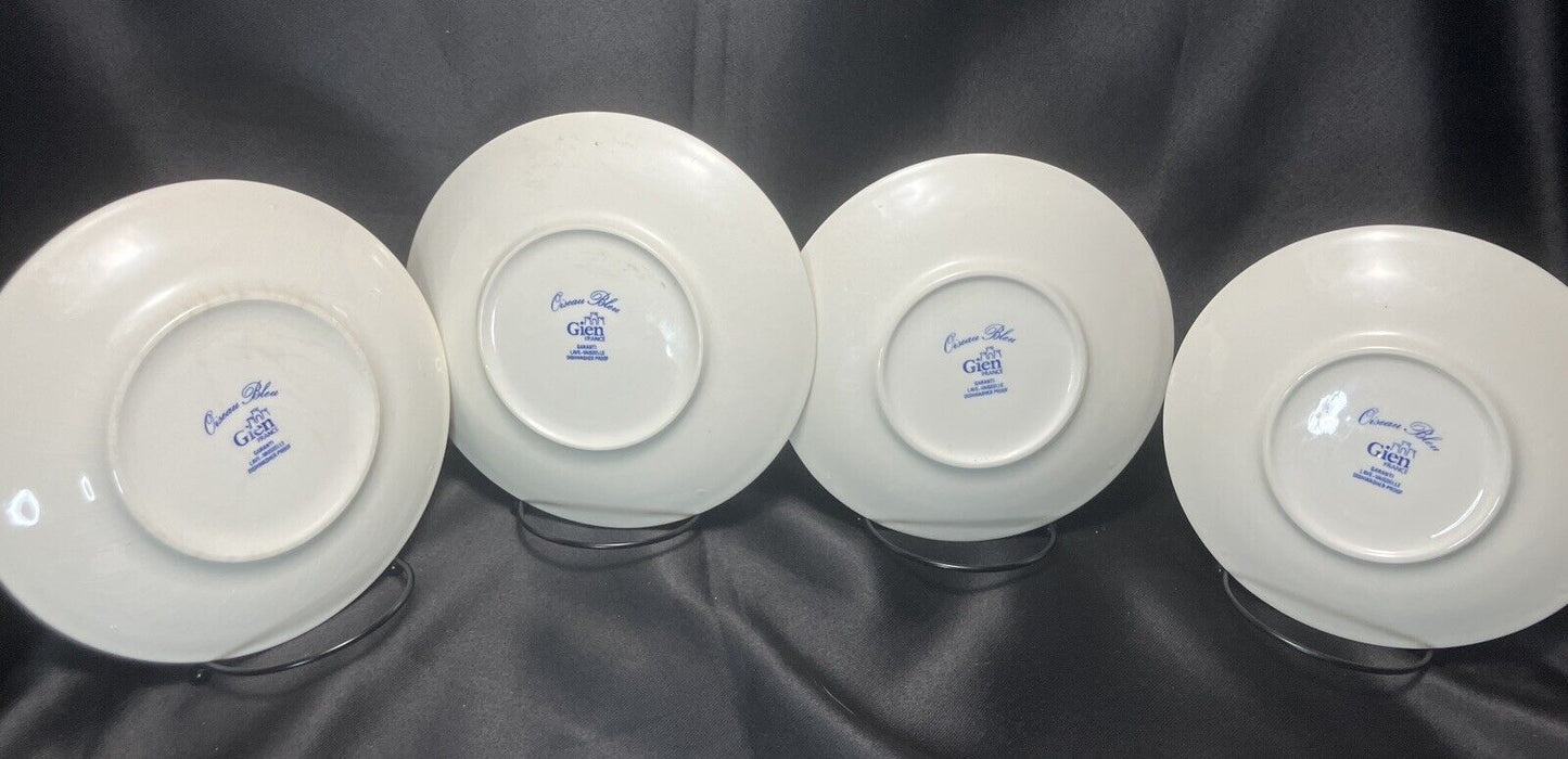 Gien Oiseau Bleu p Saucer Set Of 4 RaRe