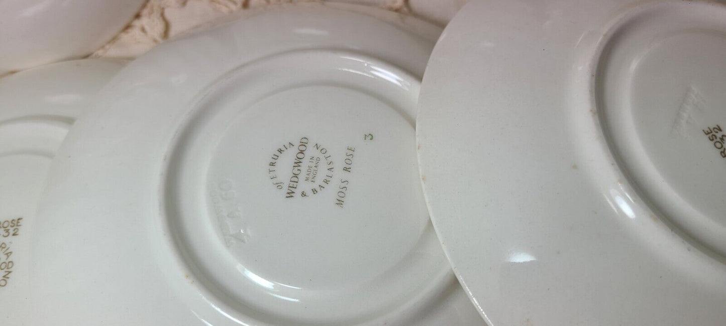 Moss Rose Wedgewood & Barlaston of Etruria Saucers Brown Back Stmp 11 in Lot