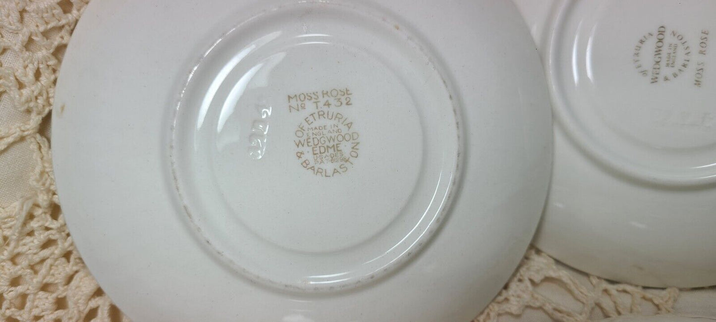 Moss Rose Wedgewood & Barlaston of Etruria Saucers Brown Back Stmp 11 in Lot