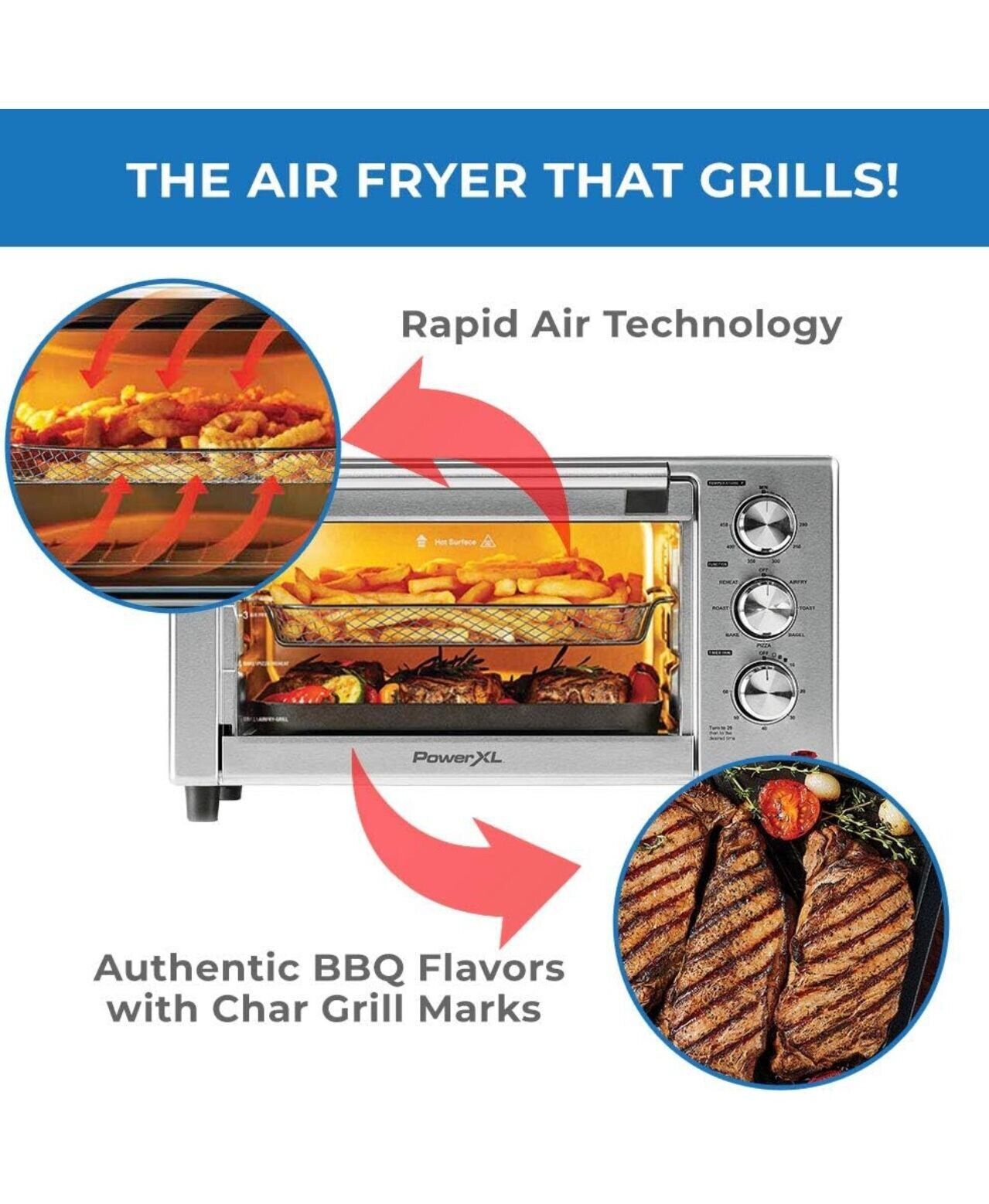 PowerXL Air Fryer & Grill Black Accessory Pack Electric Indoor Grill