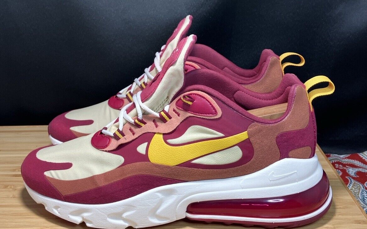 Nike Air Max 270 React Size Men's 11 Running Shoes Noble Red Gold (AO4971-601)