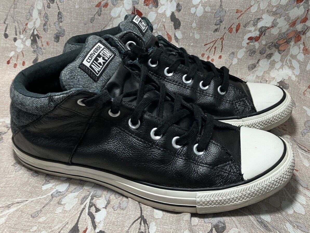 Converse All Star Black Leather Sneakers MidTop Shoes 149426C Men Size 105