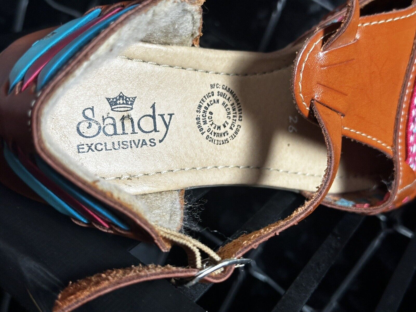 Sandy Exclusivas Womens Leather Mexican Huarache Ankle Buckle Sandal 26/US 9