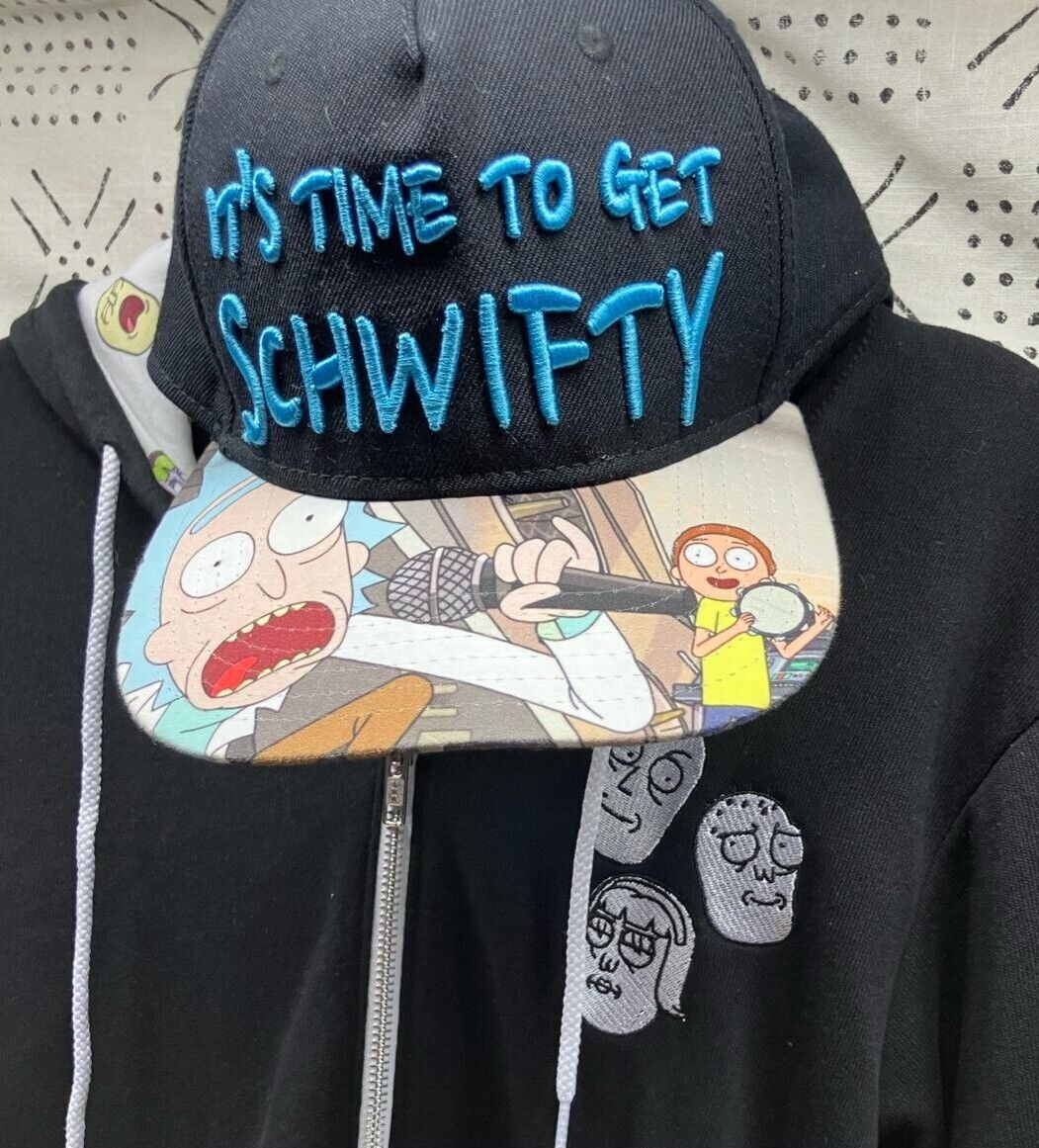 Rick & Morty Hat & Zip-Up Hoodie "It's Time To Get Schwifty" BioWorld