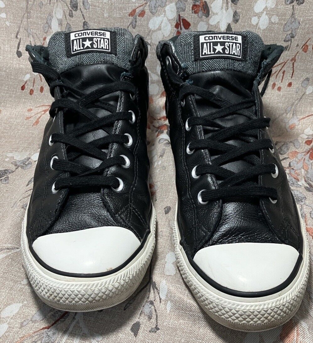 Converse All Star Black Leather Sneakers MidTop Shoes 149426C Men Size 105