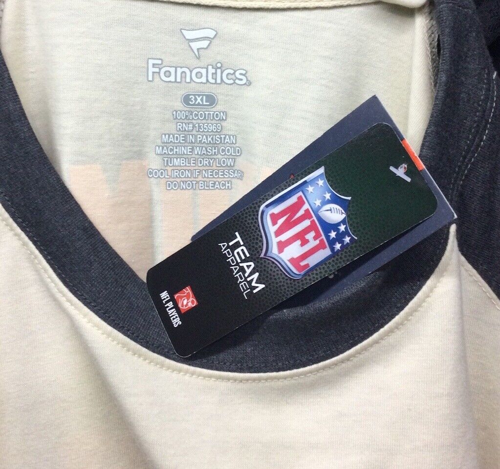 Kansas City Chiefs Fanatics Shirt Patrick Mahomes Beige & Gray Men's 3XL NWT