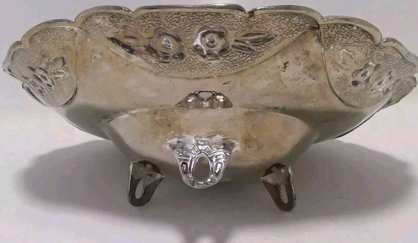 Vintage Godinger Silver Art Co Floral Footed Bowl 7" Set Of 2