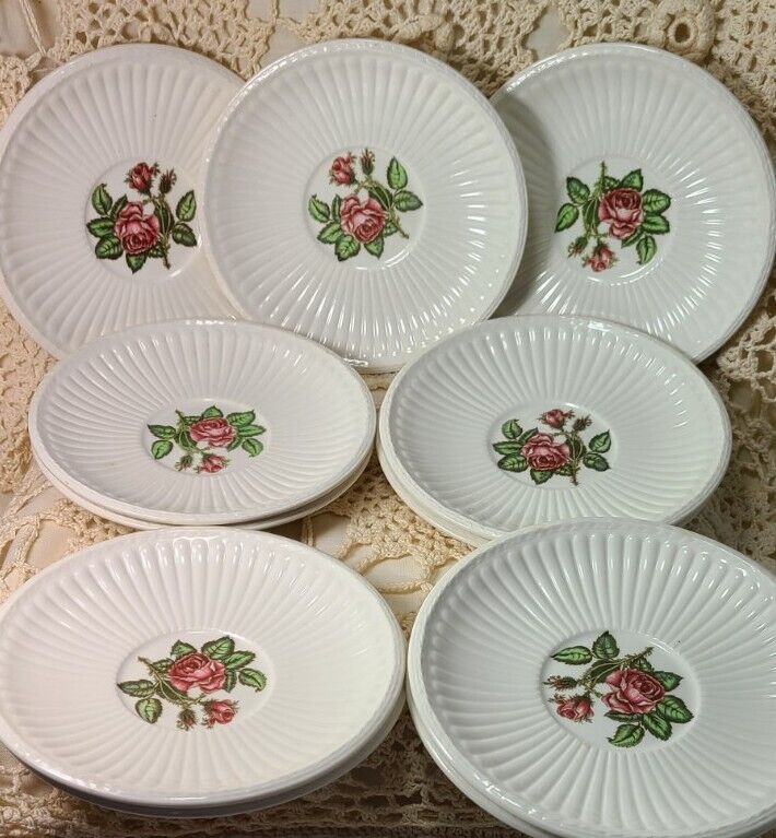 Moss Rose Wedgewood & Barlaston of Etruria Saucers Brown Back Stmp 11 in Lot