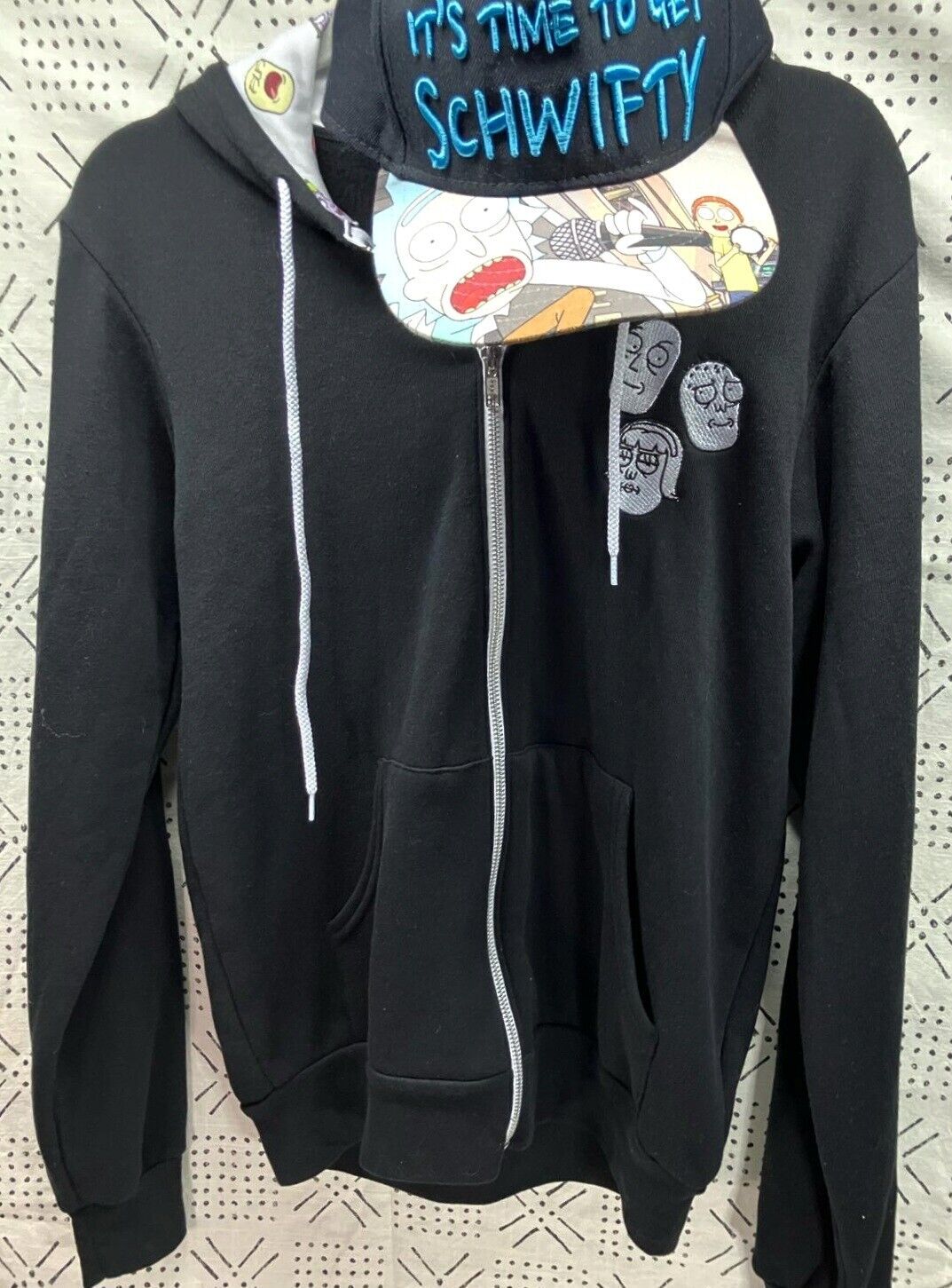 Rick & Morty Hat & Zip-Up Hoodie "It's Time To Get Schwifty" BioWorld