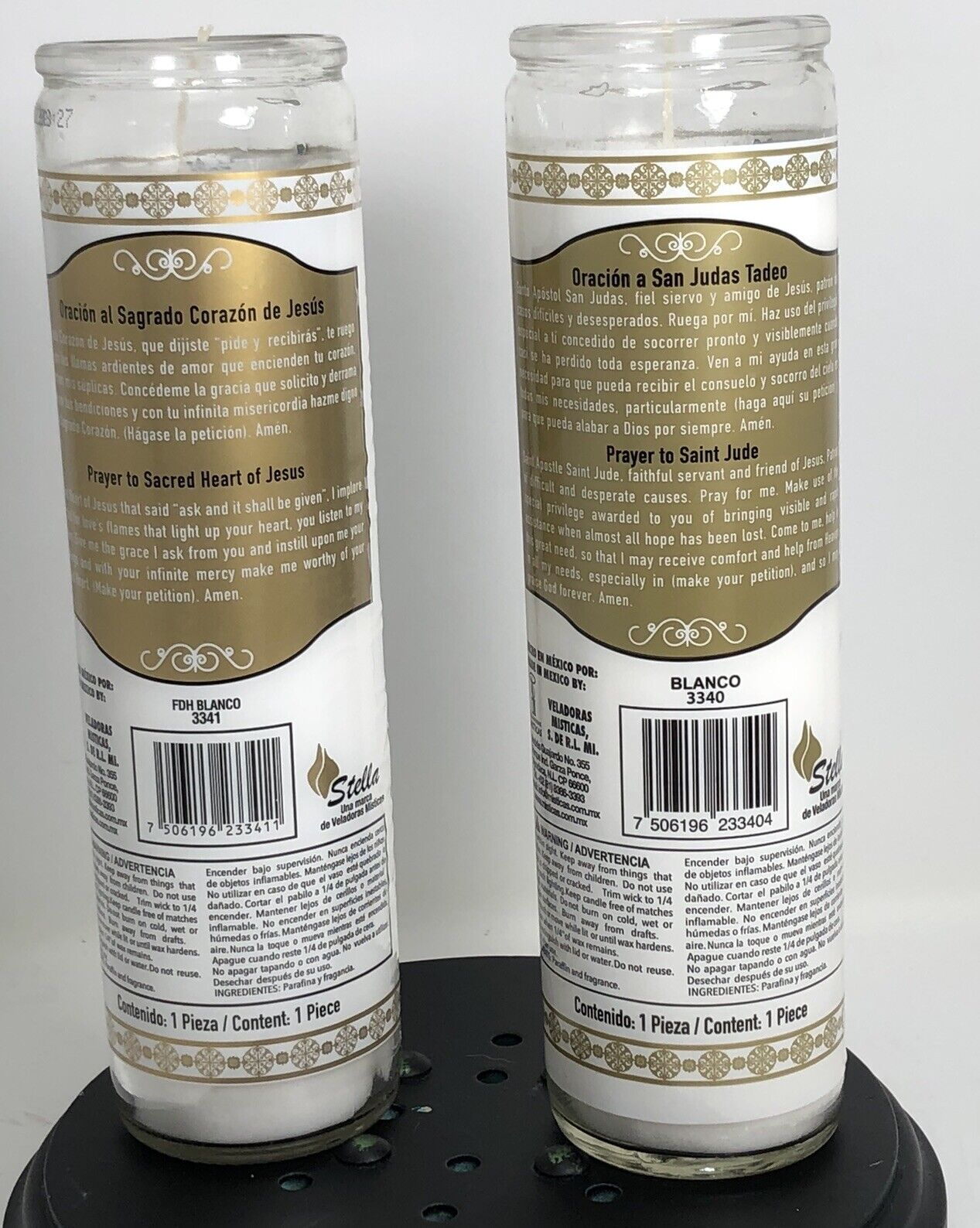 Saint Jude Lord's Prayer Candle Unscented 2"x 8" Tall Prayer Container Set of 2