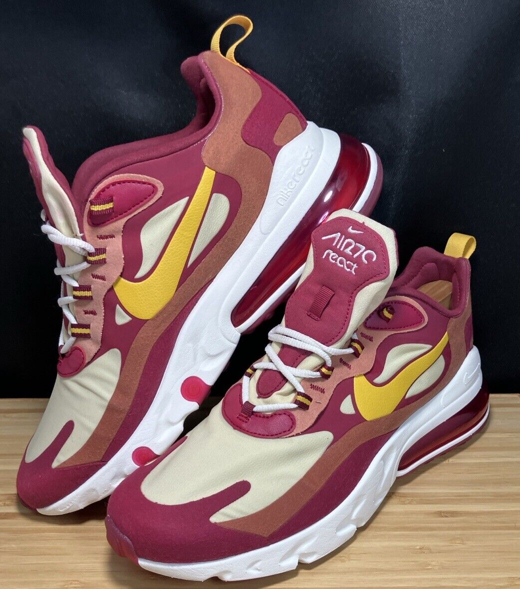 Nike Air Max 270 React Size Men's 11 Running Shoes Noble Red Gold (AO4971-601)