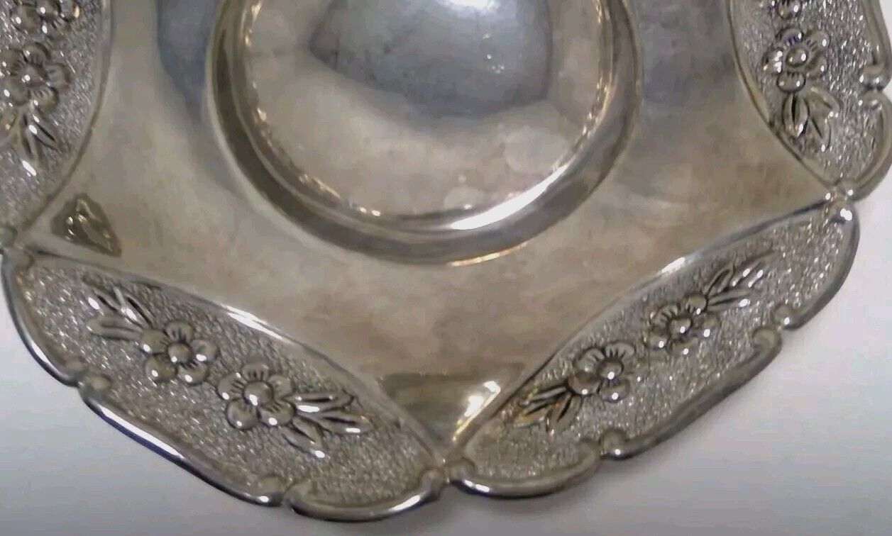 Vintage Godinger Silver Art Co Floral Footed Bowl 7" Set Of 2
