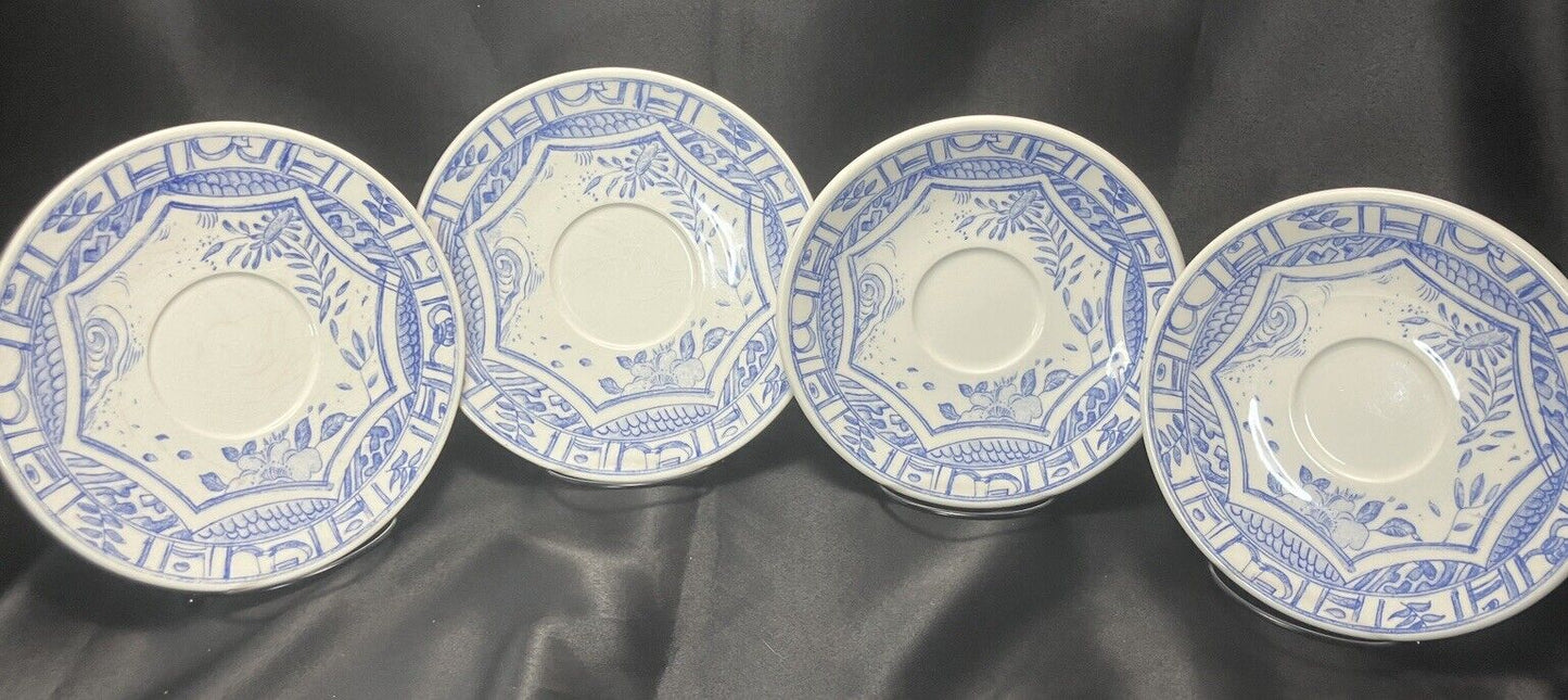 Gien Oiseau Bleu p Saucer Set Of 4 RaRe