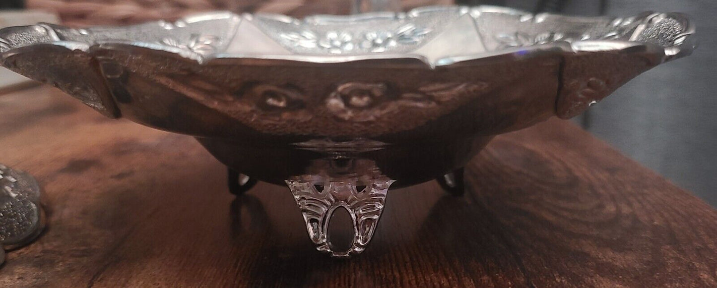 Vintage Godinger Silver Art Co Floral Footed Bowl 7" Set Of 2