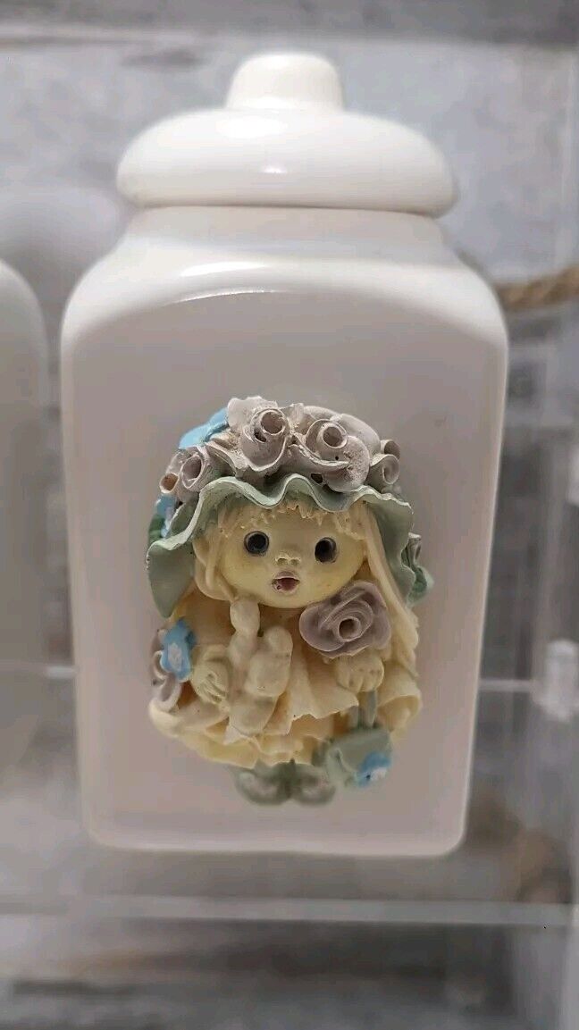 Vintage Herb Girl Spice Jars Tjitske van Nus Dutch Artist Handmade Polymer Clay