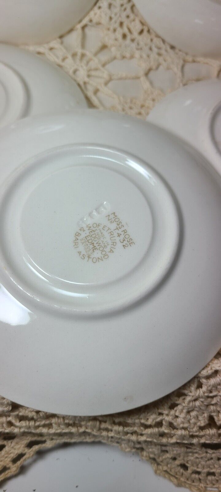 Moss Rose Wedgewood & Barlaston of Etruria Saucers Brown Back Stmp 11 in Lot