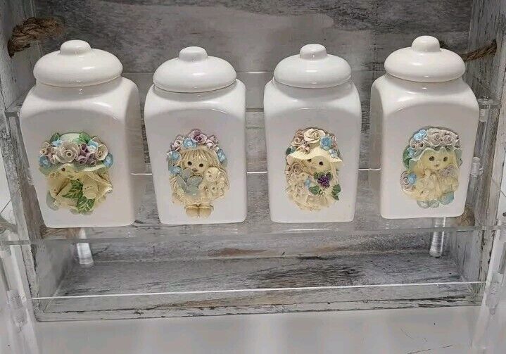 Vintage Herb Girl Spice Jars Tjitske van Nus Dutch Artist Handmade Polymer Clay