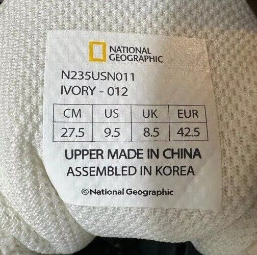 National Geographic Contour Sneaker Ivory Gray Men's 9.5 Rare South Korea