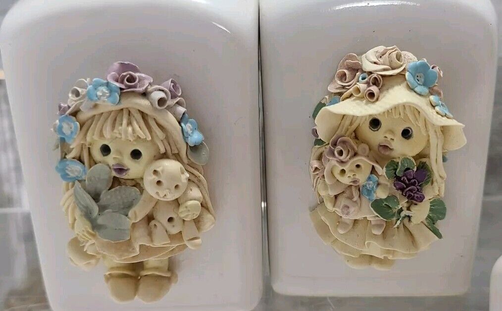 Vintage Herb Girl Spice Jars Tjitske van Nus Dutch Artist Handmade Polymer Clay