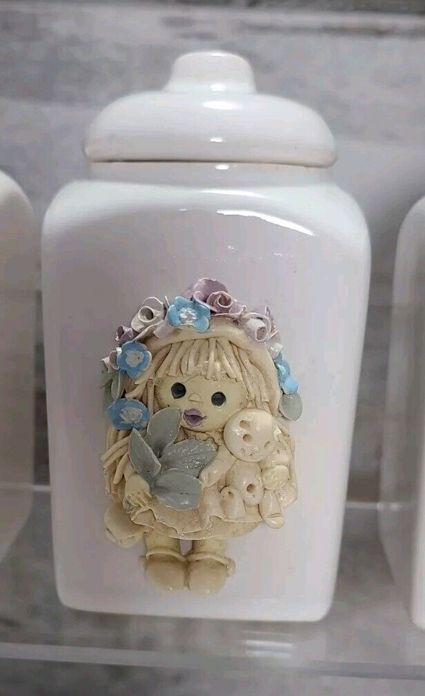 Vintage Herb Girl Spice Jars Tjitske van Nus Dutch Artist Handmade Polymer Clay