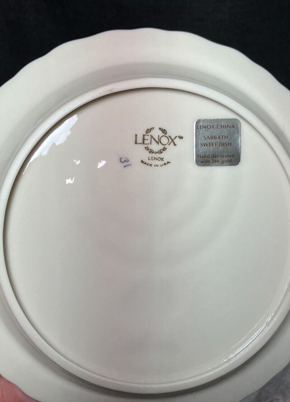 Lenox Hanukkah plate, Judaic Menorah Design In Center. Made In USA.
