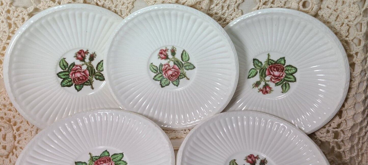Moss Rose Wedgewood & Barlaston of Etruria Saucers Brown Back Stmp 11 in Lot