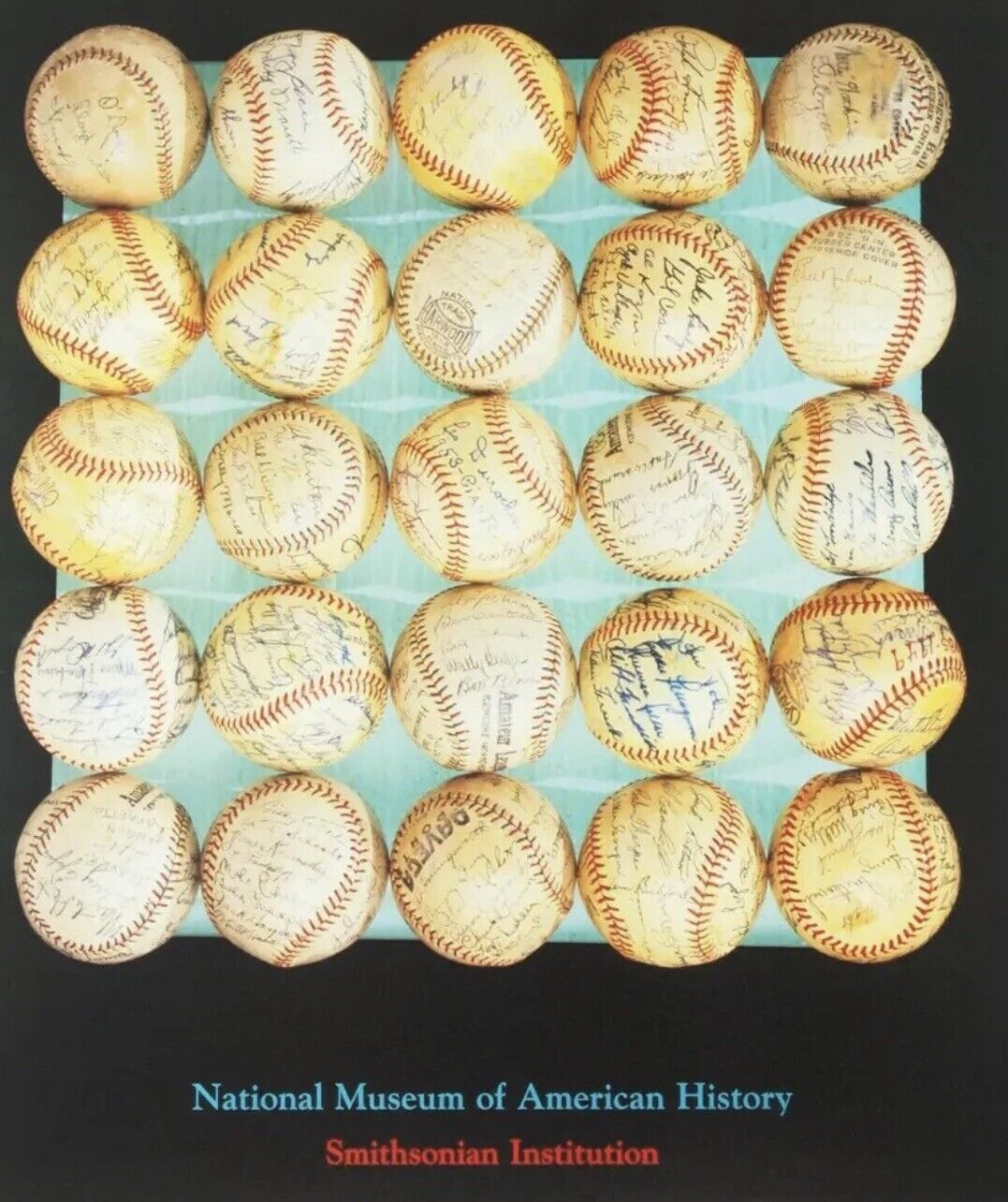 VTG 1995 Signed Baseballs Poster Smithsonian National History Museum Framed