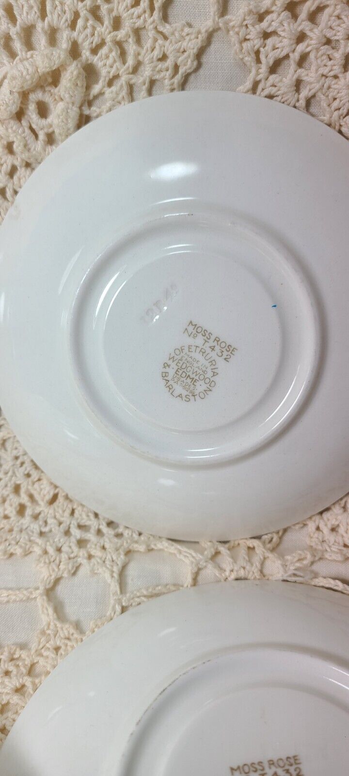 Moss Rose Wedgewood & Barlaston of Etruria Saucers Brown Back Stmp 11 in Lot