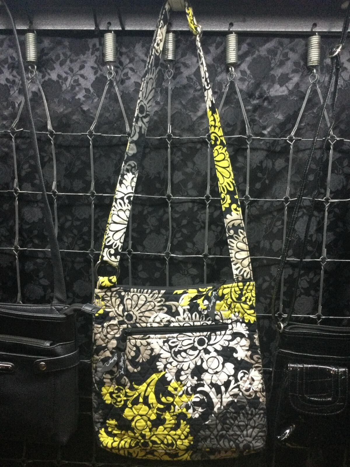 Lot of Three Crossbody Purses Bags For Women Vera Bradley Rosetti Black & Yellow