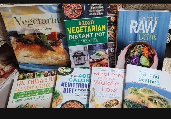 Lot of 7 Health & Nutrition Books Raw Detox Plant Based Meal Plan Vegetarian