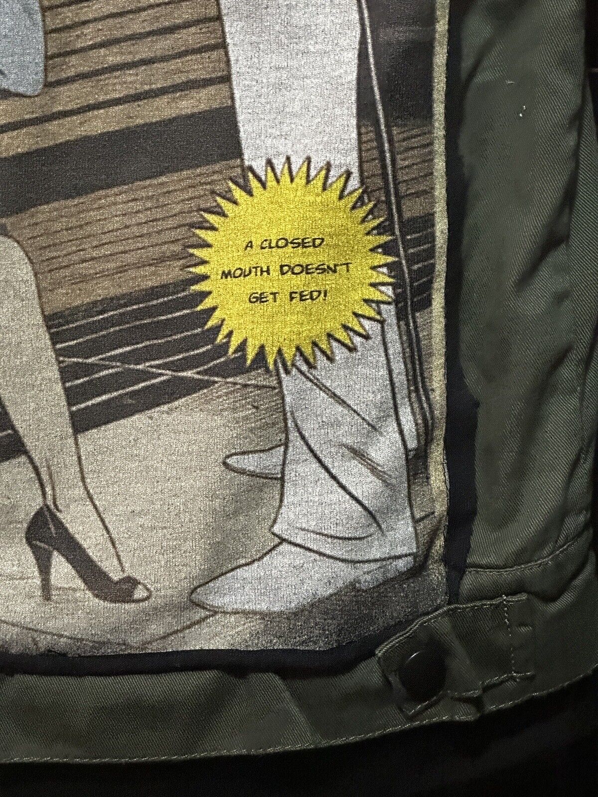 RARE Army Green & Black Studded Punk Rock Vest w/ Goo5e Lost Angel City Artwork