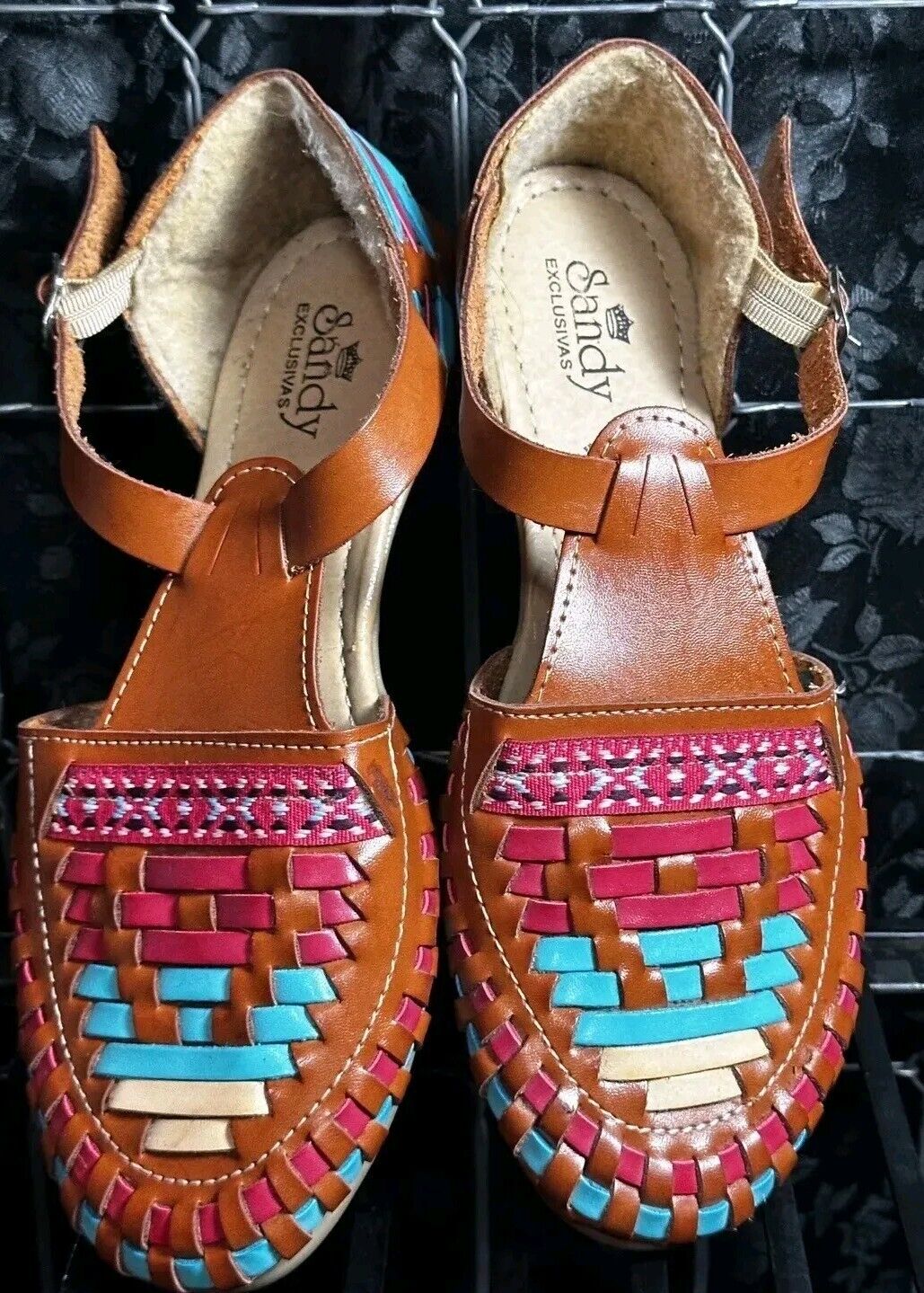 Sandy Exclusivas Womens Leather Mexican Huarache Ankle Buckle Sandal 26/US 9