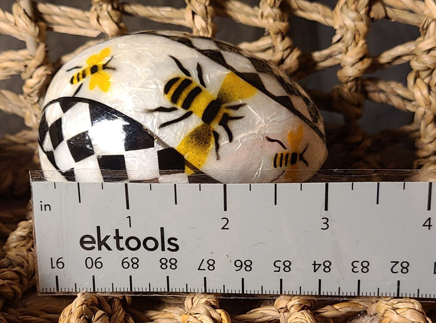 MacKenzie Childs QUEEN BEE Capiz Eggs Courtly Checks Black White & Floral Lot