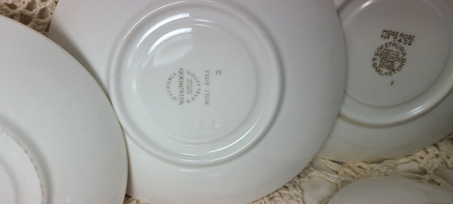 Moss Rose Wedgewood & Barlaston of Etruria Saucers Brown Back Stmp 11 in Lot