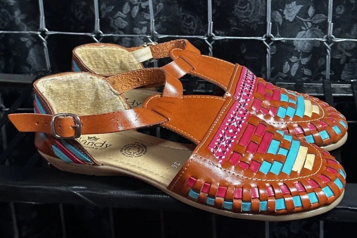 Sandy Exclusivas Womens Leather Mexican Huarache Ankle Buckle Sandal 26/US 9