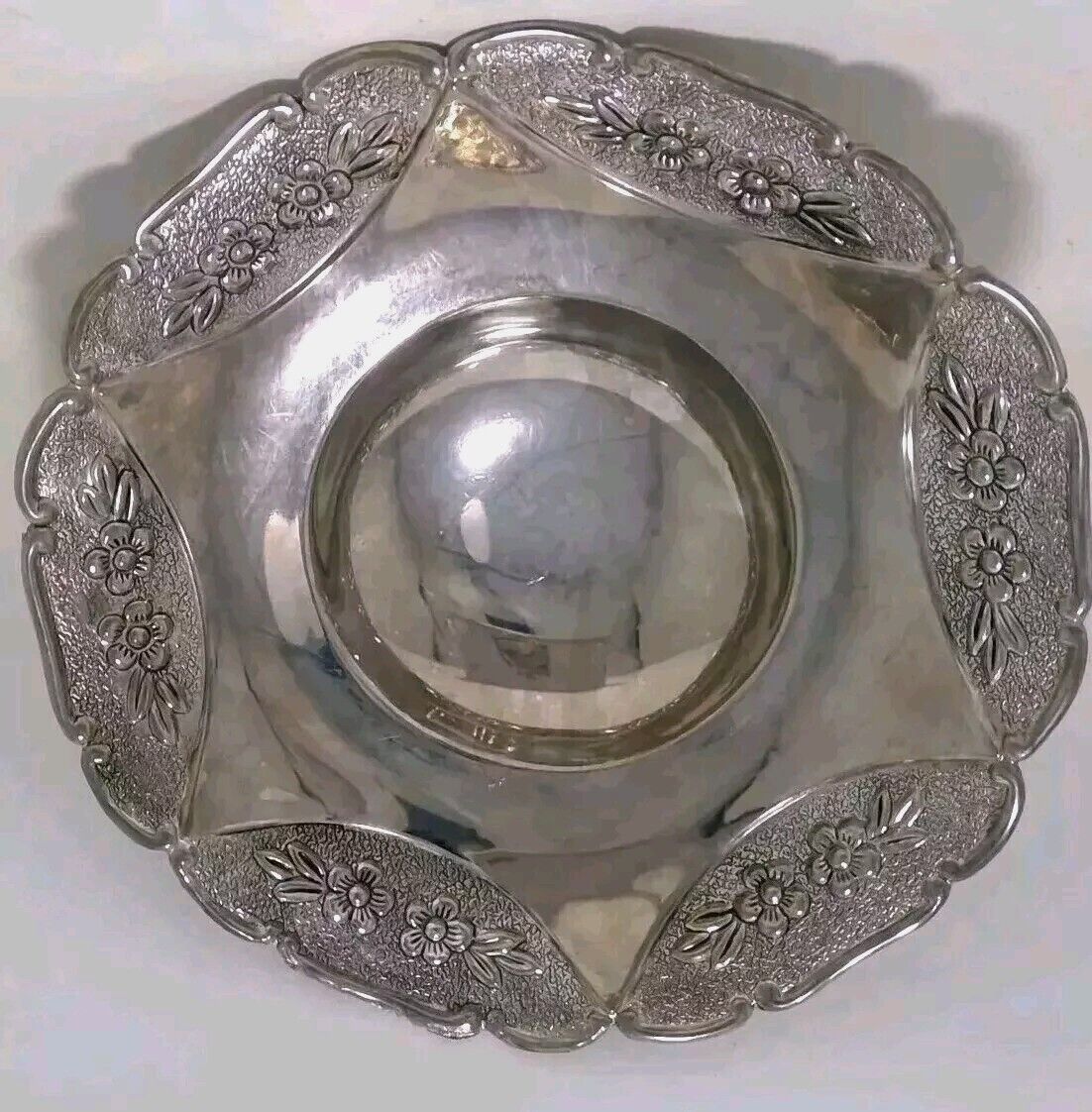 Vintage Godinger Silver Art Co Floral Footed Bowl 7" Set Of 2