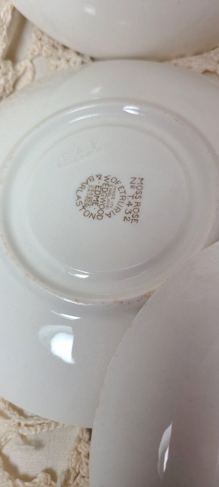 Moss Rose Wedgewood & Barlaston of Etruria Saucers Brown Back Stmp 11 in Lot