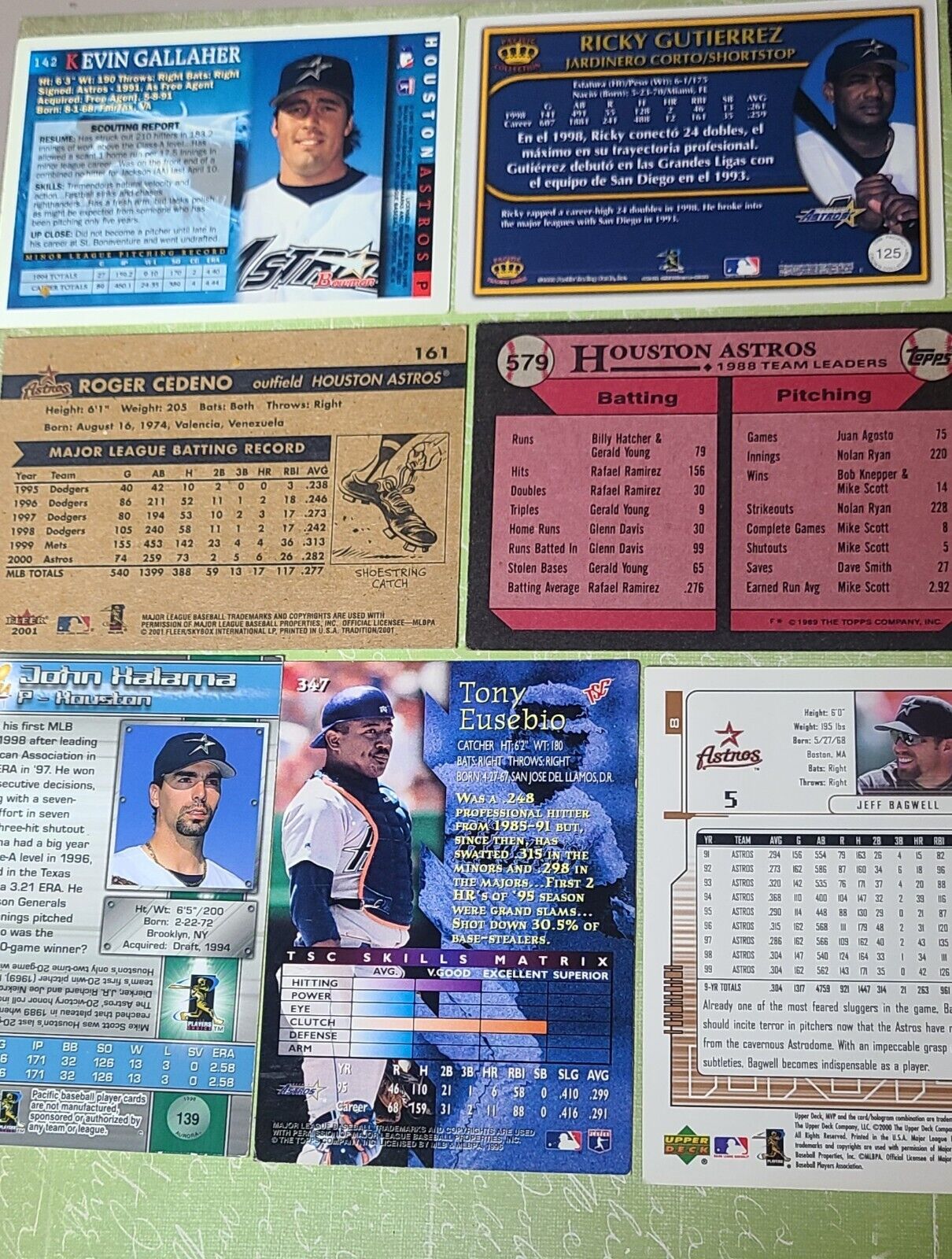 HOUSTON ASTROS Baseball Trading Cards Vintage Variety Mix of Years & Players