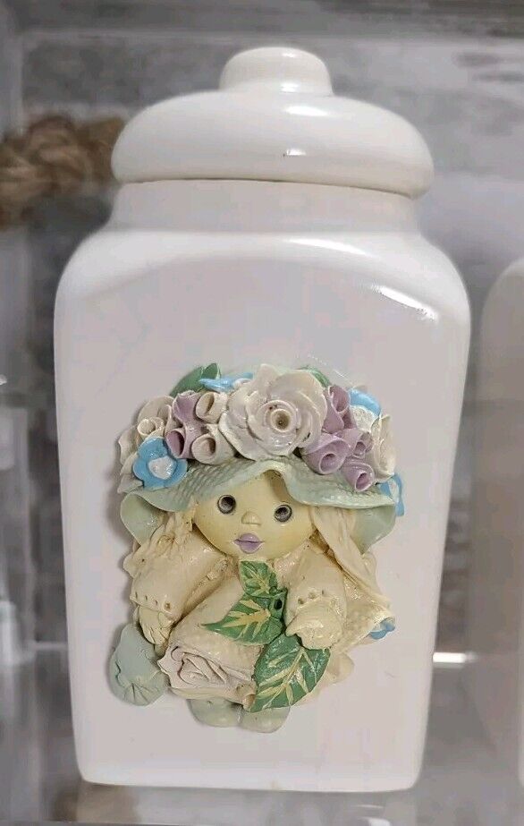 Vintage Herb Girl Spice Jars Tjitske van Nus Dutch Artist Handmade Polymer Clay