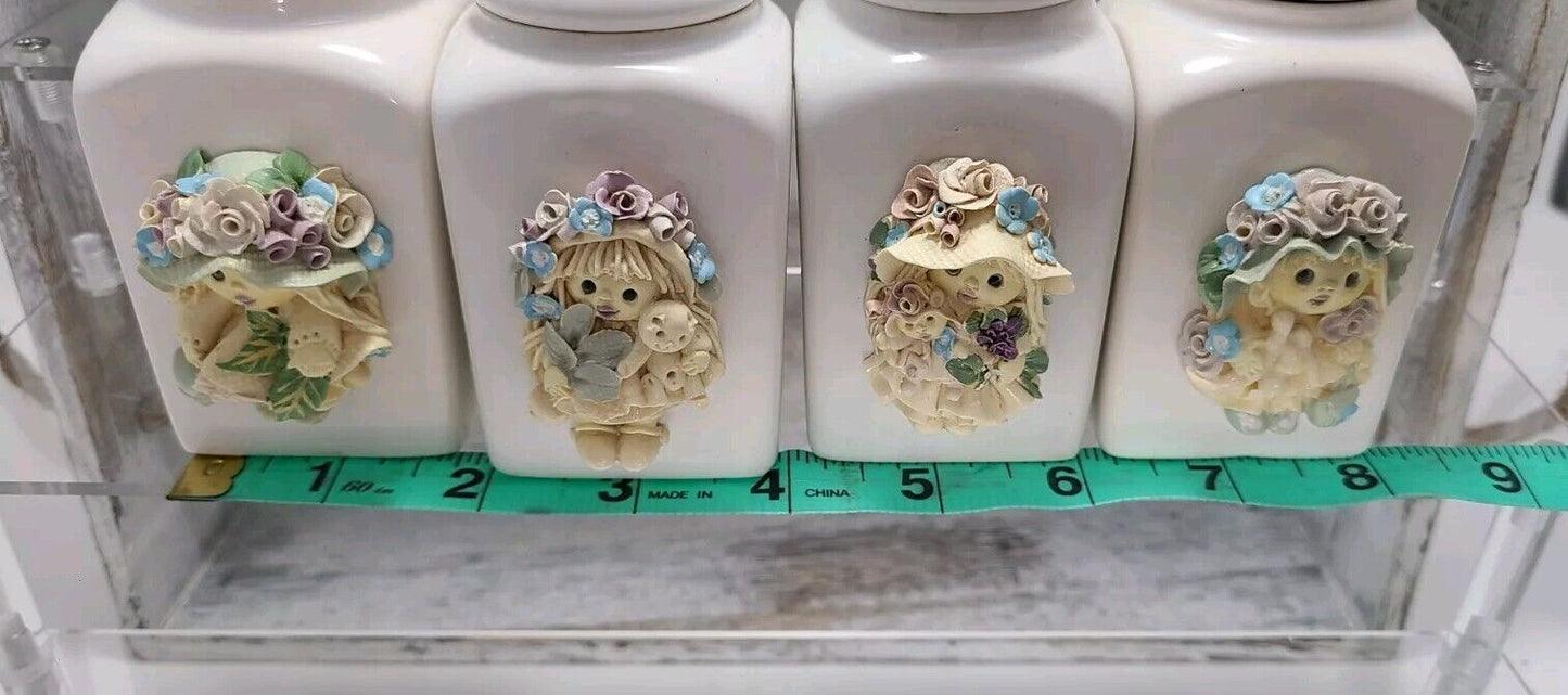 Vintage Herb Girl Spice Jars Tjitske van Nus Dutch Artist Handmade Polymer Clay
